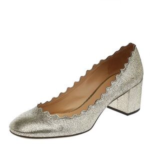 Chloe Metallic Gold Scalloped Heels